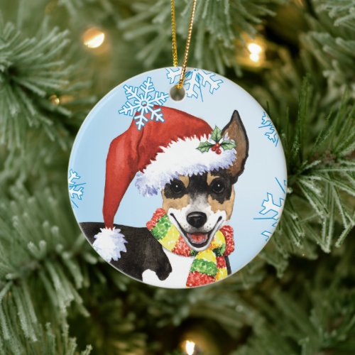 Christmas Rat Terrier Ceramic Ornament