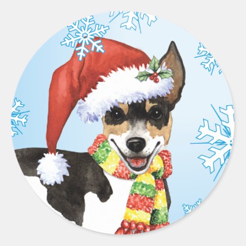 Christmas Rat Terrier Classic Round Sticker