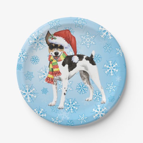 Christmas Rat Terrier Paper Plates
