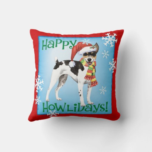 Christmas Rat Terrier Throw Pillow
