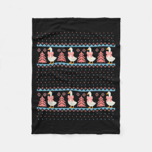 Christmas Rch Goose Ugly Sweater Pajama Xmas Tree  Fleece Blanket