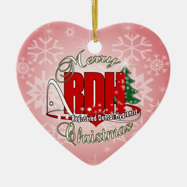 CHRISTMAS RDH Registered Dental Hygienist Ceramic Ornament (Front)