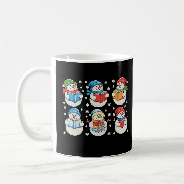 Christmas Reading Books Teacher Snowman Xmas Coffee Mug (Left)