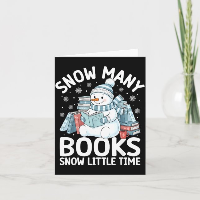 Christmas Reading Snowman So Many Books Men Women  Card (Front)