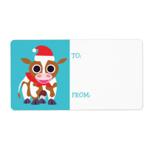 Christmas Reba the Cow Label