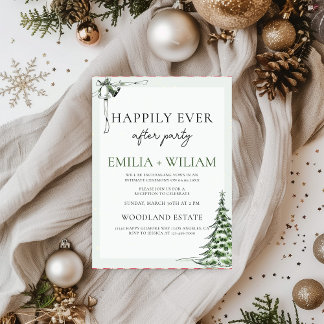 Christmas Reception After Party Wedding Card