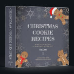 Christmas Recipe 3 Ring Binder<br><div class="desc">Christmas Recipe Binder. Customizable text on chalkboard with sweet little gingerbread men and snowflakes. Excellent for your organizing your favorite personal recipes or your Christmas holiday cookie swaps recipes in. Would make a lovely gift for friends and family. Colors white, gold, pale blue, charcoal, yellow, red, ginger, and green. Find...</div>