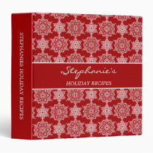 Christmas Recipe Binder Snowflakes Red
