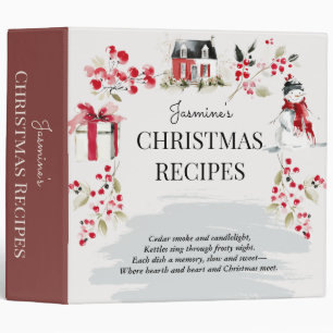 Christmas Recipe Binder   Watercolor Holiday