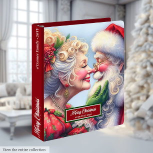 Christmas Recipe Book Vintage Mr and Mrs Claus 3 Ring Binder