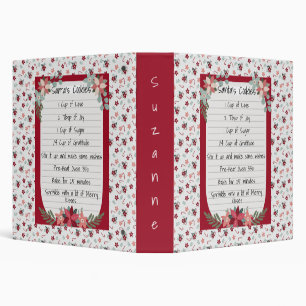 Christmas Recipe Cute Personalize Family 3 Ring Binder