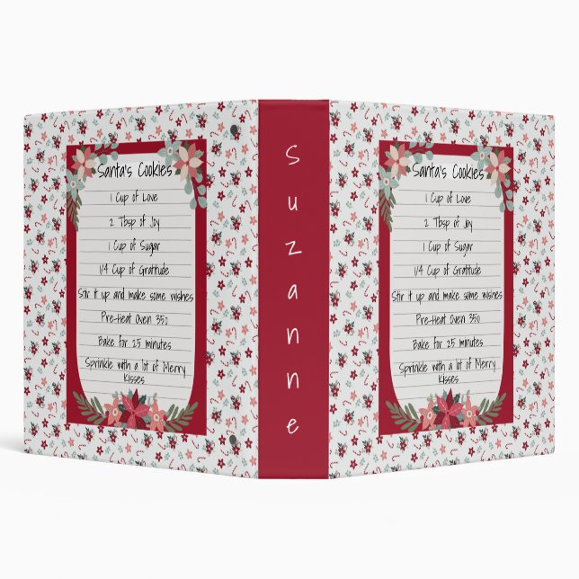 Christmas Recipe Cute Personalize Family 3 Ring Binder (Background)