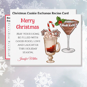 Christmas Recipe Exchange Cocktails 5 x 7 Holiday Card