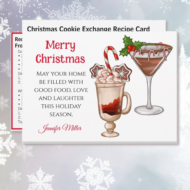 Christmas Recipe Exchange Cocktails 5 x 7 Holiday  Card (Creator Uploaded)