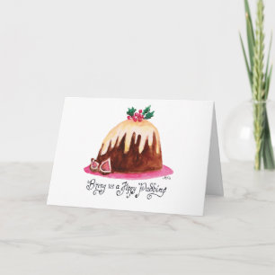 Christmas Recipe Figgy Pudding Hand-Drawn Art Card
