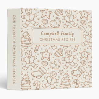 Christmas Recipes Baking Gingerbread Cookies Beige 3 Ring Binder