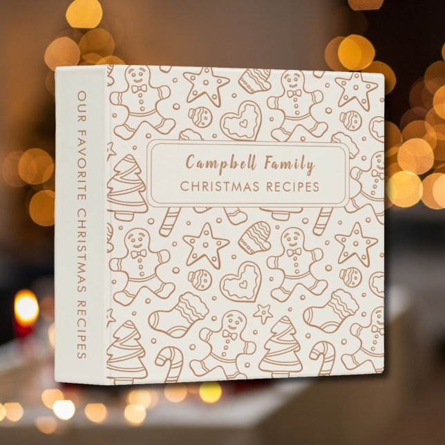 Christmas Recipes Baking Gingerbread Cookies Beige 3 Ring Binder (Creator Uploaded)