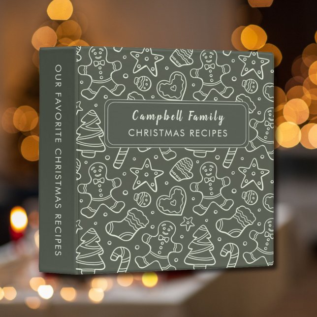 Christmas Recipes Baking Gingerbread Cookies Green 3 Ring Binder (Creator Uploaded)