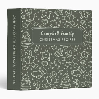 Christmas Recipes Baking Gingerbread Cookies Green 3 Ring Binder
