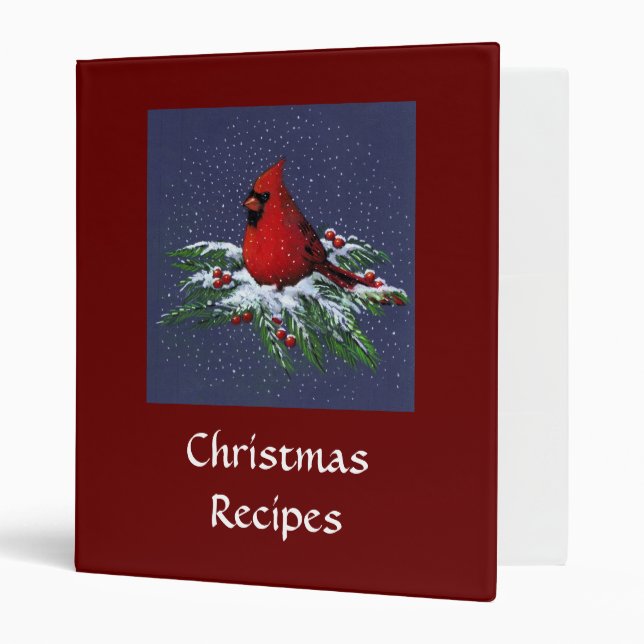 CHRISTMAS RECIPES BINDER: CARDINAL: ART BINDER (Front/Inside)