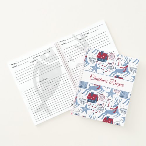 Christmas Recipes Book Illustrated Cute Pattern