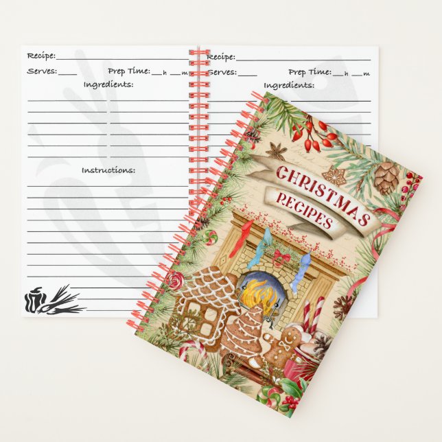 Christmas Recipes Gingerbread Recipe Notebook (Inside)