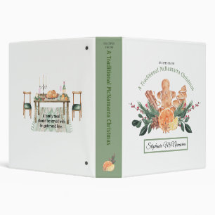Christmas Recipes Personalized Family Watercolor 3 Ring Binder