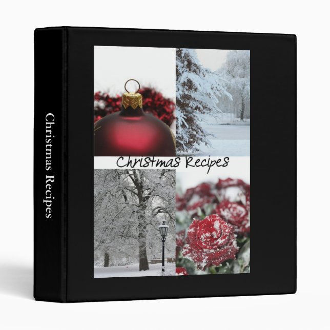 Christmas Recipes red winter snow collage 3 Ring Binder (Front/Spine)