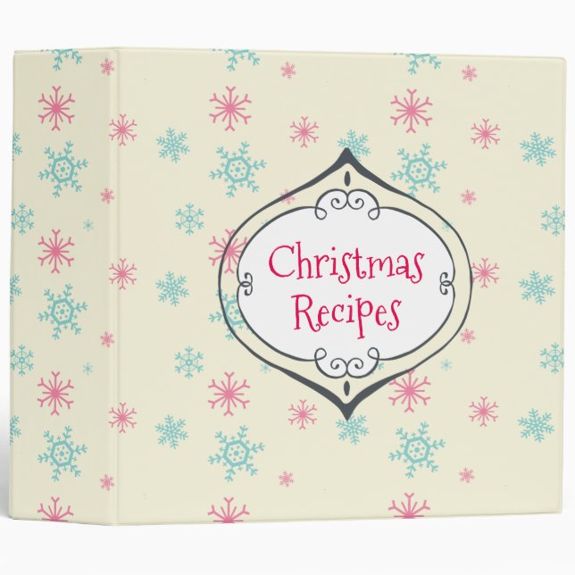 Christmas Recipes Snowflakes With Ornament Frame 3 Ring Binder (Front/Spine)