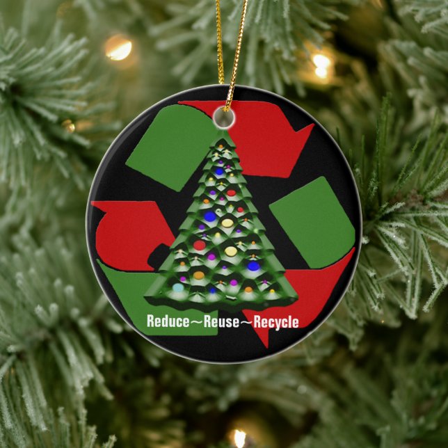 Christmas Recyclables Ceramic Ornament (Tree)