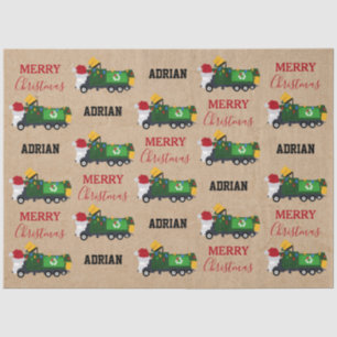 Christmas Recycling Garbage Truck Custom Name Tissue Paper