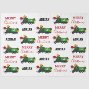 Christmas Recycling Garbage Truck Custom Name Tissue Paper
