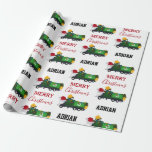 Christmas Recycling Garbage Truck Custom Name Wrapping Paper<br><div class="desc">A cute illustration of a Christmas recycling garbage truck wearing a Santa hat and decorated in Christmas lights with words "Merry Christmas" and your own custom name. An ideal Christmas wrapping paper for garbage truck enthusiasts big or small,  girls or boys. Customize the name and make it your own.</div>