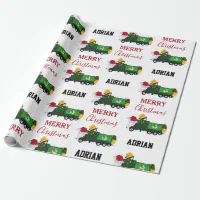 Christmas Dump Truck Construction Trucks Wrapping Paper, Zazzle