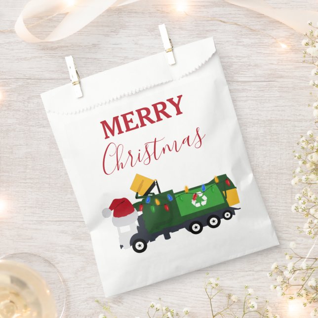 Christmas Recycling Garbage Truck Favor Bag (Clipped)
