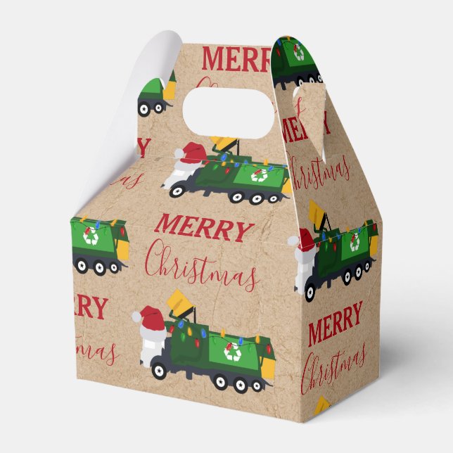 Christmas Recycling Garbage Truck  Favor Boxes (Front Side)