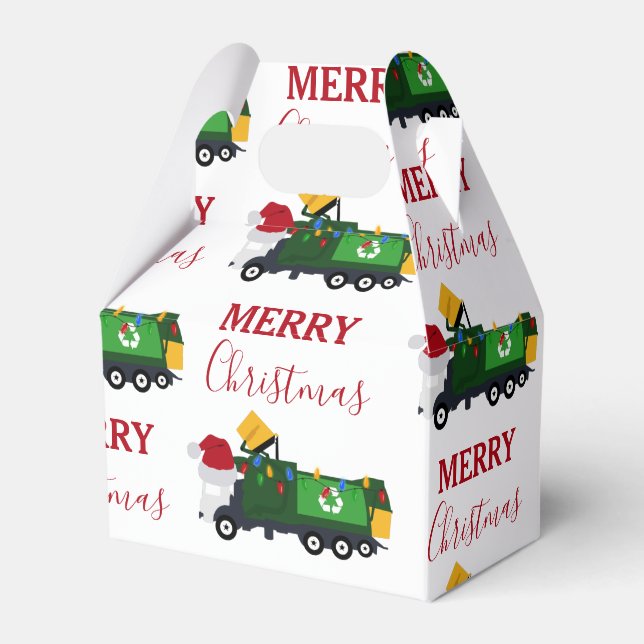 Christmas Recycling Garbage Truck   Favor Boxes (Front Side)