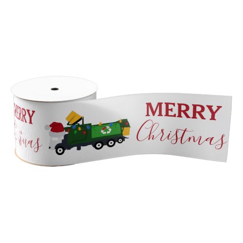 Christmas Recycling Garbage Truck   Grosgrain Ribbon