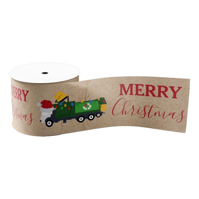 Christmas Recycling Garbage Truck  Grosgrain Ribbon (Spool)