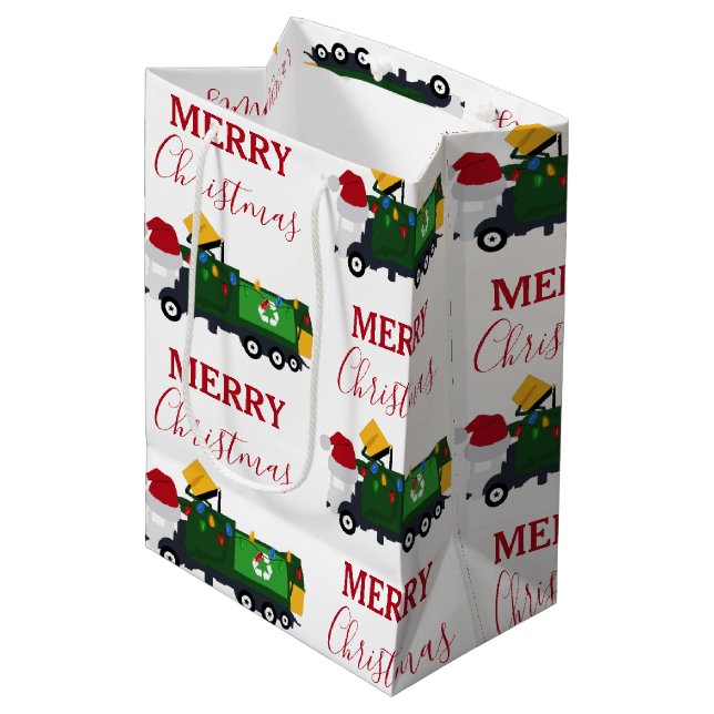 Christmas Recycling Garbage Truck  Medium Gift Bag (Front Angled)