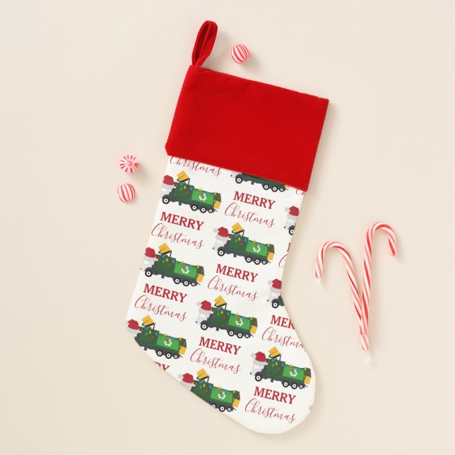 Christmas Recycling Garbage Truck  Stocking (Front)