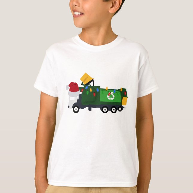 Christmas Recycling Garbage Truck T-Shirt (Front)