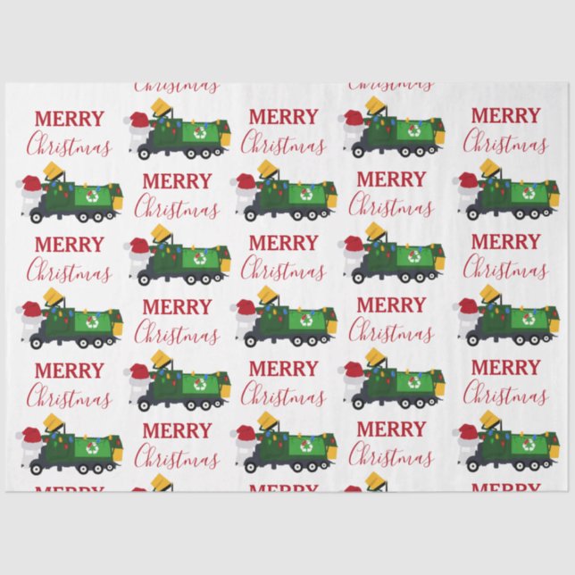 Christmas Recycling Garbage Truck  Tissue Paper (Front)