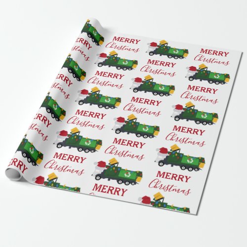 Christmas Recycling Garbage Truck Wrapping Paper