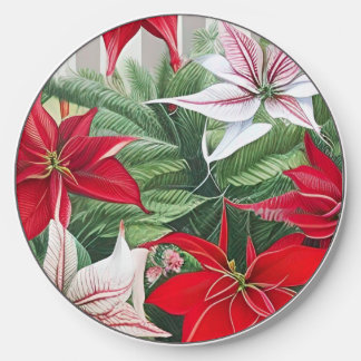 Christmas Red Amaryllis and Poinsettias Wireless Charger