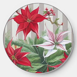 Christmas Red Amaryllis and Poinsettias  Wireless Charger