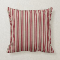 Christmas Red and Beige Striped Throw Pillow