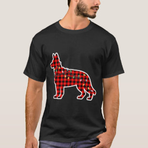 Christmas Red And Black Buffalo Plaid German Sheph T-Shirt