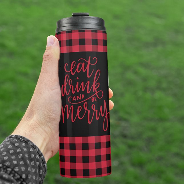 Christmas Red and Black Buffalo Plaid Thermal Tumbler (Creator Uploaded)