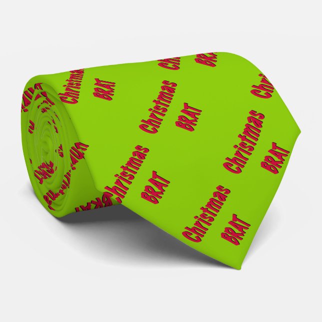 Christmas Red And Brat Green Neck Tie (Rolled)